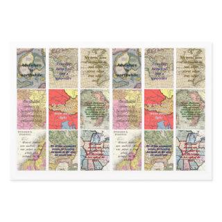 antique world maps travel quotes Collage art  Sheets