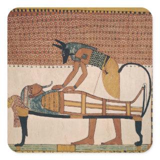 Anubis attends Sennedjem's Mummy Square Sticker