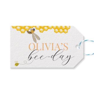 Any age, bee theme birthday  gift tags