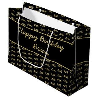 Any Age Custom Number Pattern - Gold and Black Large Gift Bag
