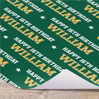 Any Age Happy Birthday Retro Custom Green Gold