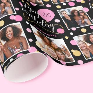 Any Age Photo Collage Birthday Balloon Pink
