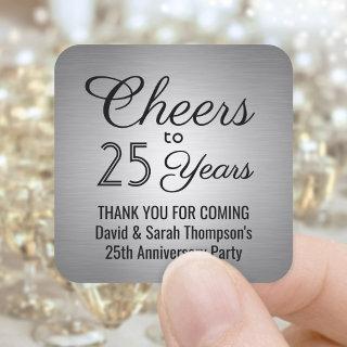 ANY Anniversary Cheers Black and Silver Faux Foil Square Sticker