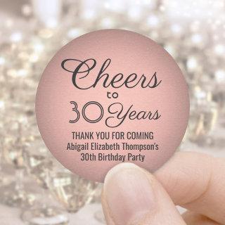 ANY Birthday Cheers Black and Rose Gold Faux Foil Classic Round Sticker