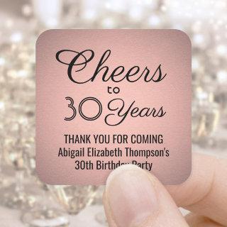 ANY Birthday Cheers Black and Rose Gold Faux Foil Square Sticker