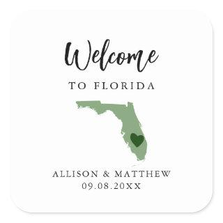 Any Color Florida Wedding Welcome Bag or Box Square Sticker