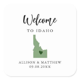 Any Color Idaho Wedding Welcome Bag or Box Square Sticker