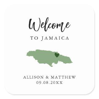 Any Color Jamaica Wedding Welcome Bag or Box Square Sticker