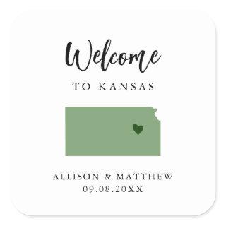 Any Color Kansas Wedding Welcome Bag or Box Square Sticker