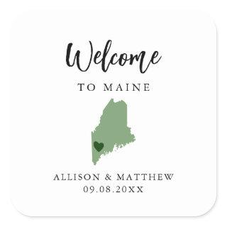 Any Color Maine Wedding Welcome Bag or Box Square Sticker