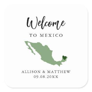 Any Color Mexico Wedding Welcome Bag or Box Square Sticker