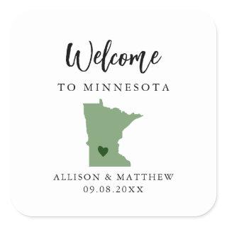 Any Color Minnesota Wedding Welcome Bag or Box Square Sticker