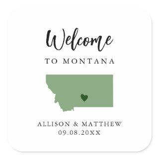 Any Color Montana Wedding Welcome Bag or Box Square Sticker