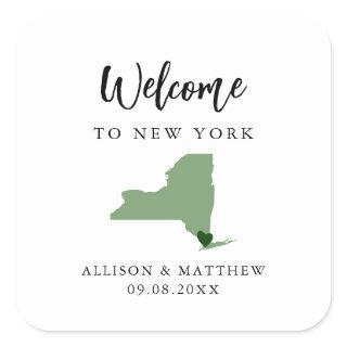 Any Color New York Wedding Welcome Bag or Box Square Sticker