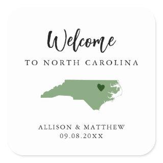 Any Color North Carolina Wedding Welcome Bag Square Sticker