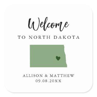 Any Color North Dakota Wedding Welcome Bag  Square Sticker