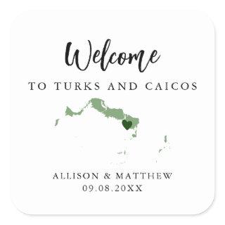 Any Color Turks and Caicos Wedding Welcome Bag Square Sticker