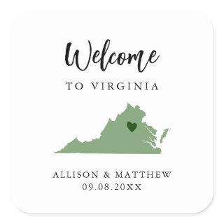 Any Color Virginia Wedding Welcome Bag Square Sticker