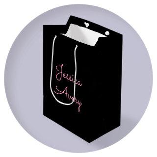 Any Name | Cool Editable Pink Script on Black Medium Gift Bag