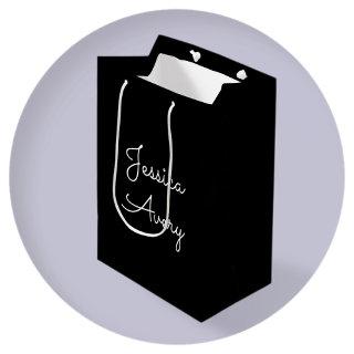 Any Name | Cool Editable White Script on Black Medium Gift Bag