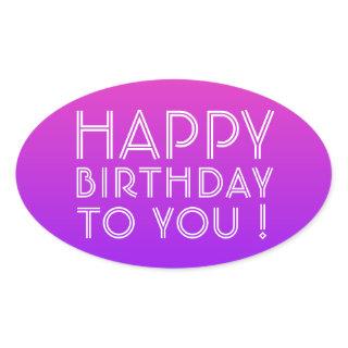 Any Name Editable Happy Birthday Pink Purple Ombre Oval Sticker