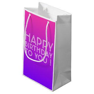 Any Name Editable Happy Birthday Pink Purple Ombre Small Gift Bag