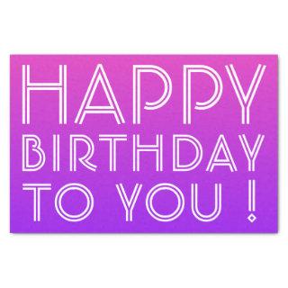 Any Name Editable Happy Birthday Pink Purple Ombre Tissue Paper