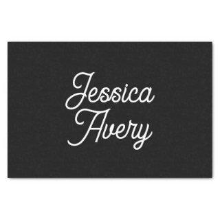 Any Name | Editable Vintage Styled Script on Black Tissue Paper