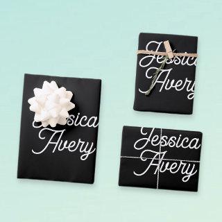 Any Name | Editable Vintage Styled Script on Black  Sheets