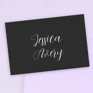 Any Name | Elegant Editable White Script on Black Tissue Paper