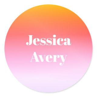 Any Name | Retro-Modern Styled Text Colorful Ombre Classic Round Sticker