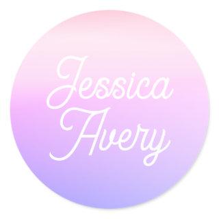 Any Name | Vintage Styled Text Colorful Ombre Classic Round Sticker