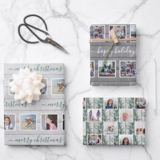 Any Text 12 Photo Collage Farmhouse Wood Christmas  Sheets