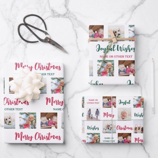 Any Text & 12 Photos Bright Modern Merry Christmas  Sheets