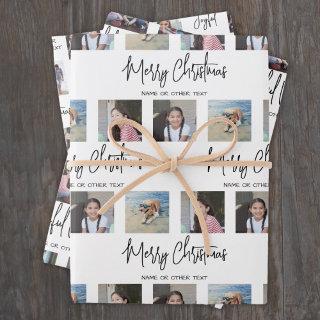 Any Text Photo Collage Black and White Christmas  Sheets