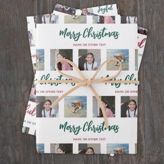 Any Text Photo Collage Brushed Red Green Christmas  Sheets