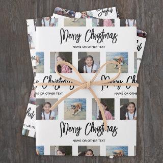 Any Text Photo Collage Brushed Script Christmas  Sheets