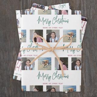Any Text Photo Collage Modern Script Christmas  Sheets
