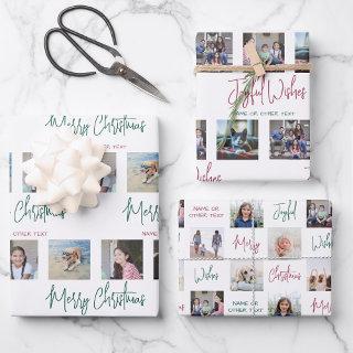 Any Text Photo Collage Modern Script Christmas  Sheets