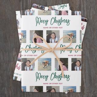 Any Text Photo Collage Red Green Brushed Christmas  Sheets