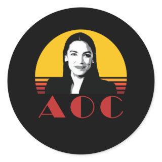 AOC Alexandria Ocasio-Cortez Retro Vintage Classic Round Sticker