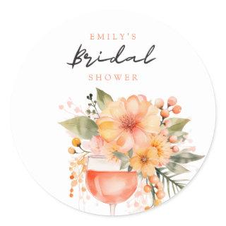 Aperol Spritz Floral Bridal Shower Classic Round Sticker