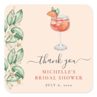 Aperol Spritz Orange Bridal Shower Square Sticker