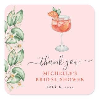 Aperol Spritz Orange Bridal Shower Square Sticker