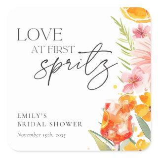 Aperol Spritz Watercolor Bridal Shower Square Sticker