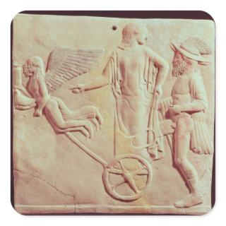 Aphrodite and Hermes riding on a chariot Square Sticker