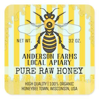 Apiary Bee Honey Jar Labels | Honeybee Striped