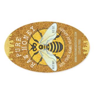 Apiary Honeybee Honey Jar Labels | Honeycomb Bee