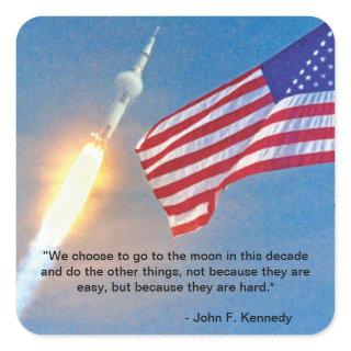 Apollo 11 launch with American Flag Square Sticker