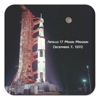 Apollo 17 Moon Mission Square Sticker